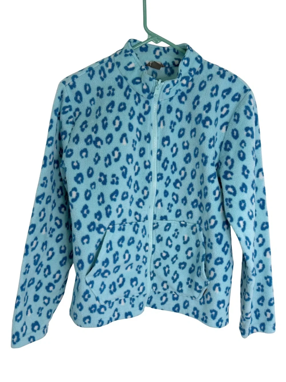 Eddie Bauer Light Blue & Dark Blue Leopard Print Fleece Jacket